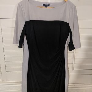 Chaps mid length black/white dress woman's size XL